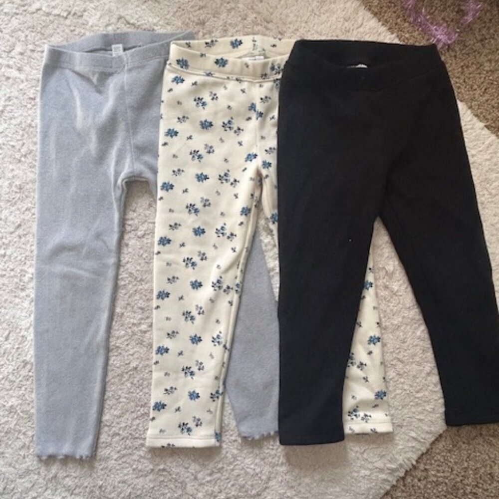 GapKids & Rylee + Cru Girls 4T Pants Bundle – Fleece Lined Leggings + Grey Knit